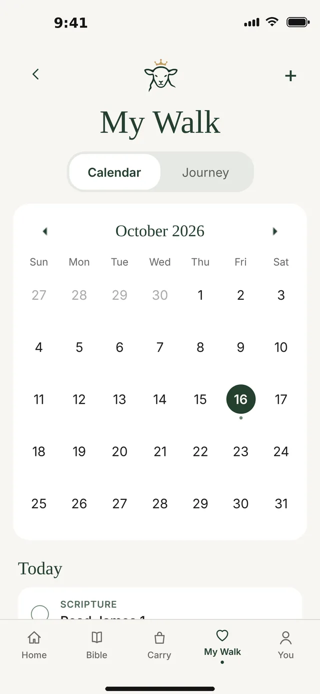 My Walk: the calendar, with today's plan